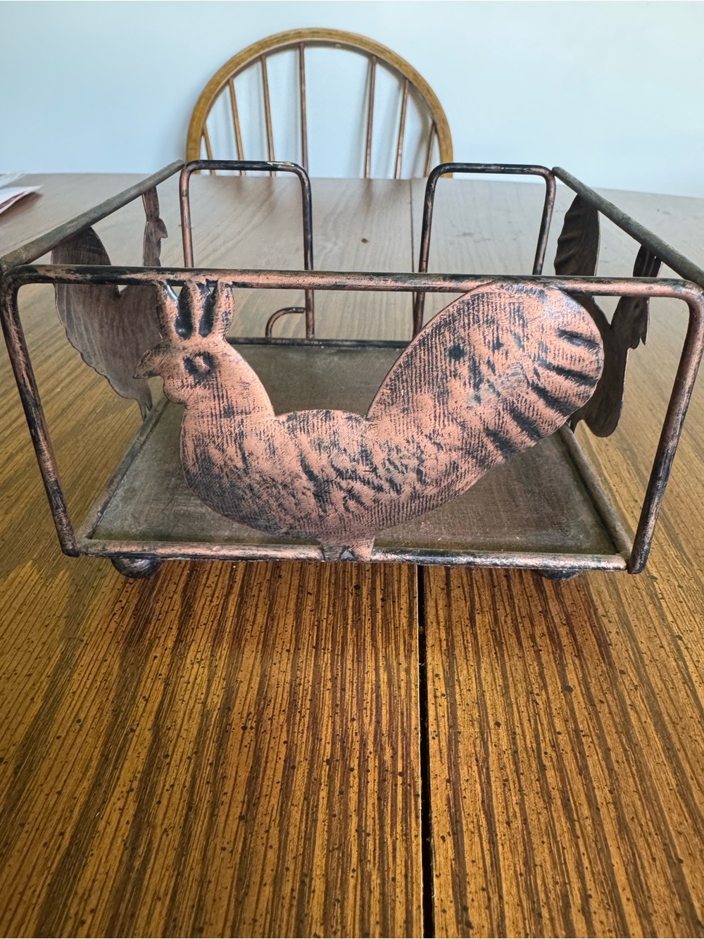 Metal Rooster Napkin Holder - Copper-Tone Farmhouse Accent